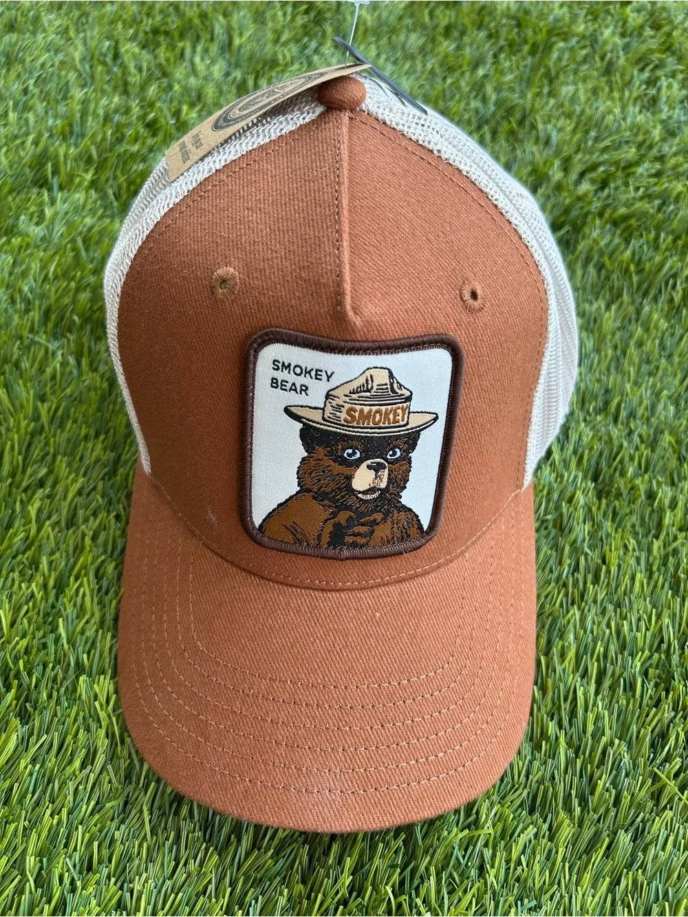 Smokey Bear Trucker Hat - Rust with White Mesh